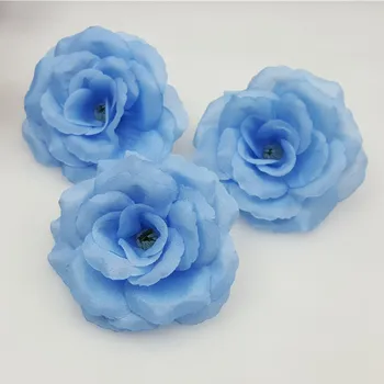 Nové 10pcs/množstvo 8 cm Modrá Umelého Hodvábu Rose Hlava Kvet pre Svadobné Vianočný Večierok DIY Dekorácie, Doplnky 17 Farby Mix