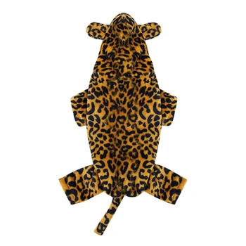 Pes Hoodies Luxusný Oblek s Kapucňou Leopard Cosplay Mačka Halloween Kostým Teplý Kabát Štyri Nohy Jumpsuit Roztomilý Zimné Oblečenie