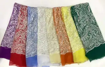 High-End Svadobné Šaty Lady Plášte Prispôsobenie Výšivky Lištovanie Čipky Textílie Materiál Rhinestons Korálky, Flitre Čipky 5 Metrov