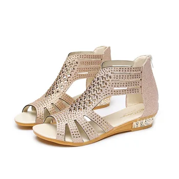 Dámske Topánky Sandále Letné Nízky Podpätok Topánky PU Kožené Gladiator Luxusné Topánky Ženy Dizajnéri Zapatos De Mujer fgb5