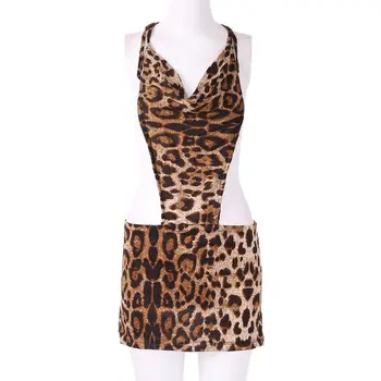 Nový Sexy Dámske Leopard spodné Prádlo, spodná Bielizeň Sleepwear Backless Mini Šaty Teddies Y5JD
