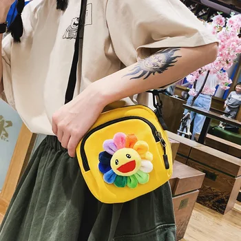 Ženy kórejský iny kvet plátno mobilný telefón taška Japonskej škole štýl roztomilý dievča malé ramenné messenger taška