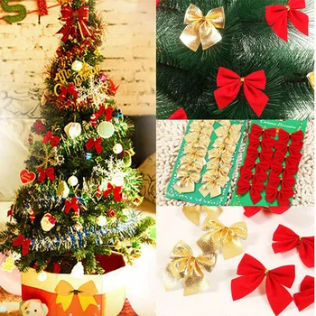 12/24pcs Vianočné Luky zlaté červená bowknot vianočné dekorácie pre domov Vianočný stromček visí ozdoby navidad 2022 kerst Luk