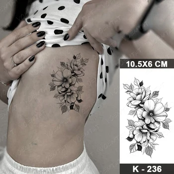Nepremokavé Dočasné Tetovanie Nálepky Black Rameno, Zápästie Jednoduché Línie Daisy Kvety Mesiac Flash Tetovanie Falošné Tatto Na Telo Umenie Ženy Muži