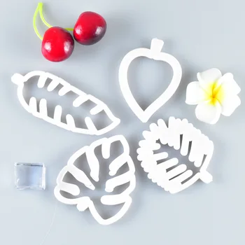 4Pcs/Set 3D Ručné Plesne Biela Cake Decoration Opakovane Kuchynské potreby Plastové DIY Pečenie Nástroj Tropické Listy Fréza Formy