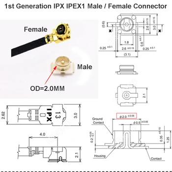 10pcs/veľa MHF4 Mužov IPX IPEX1 Samica Konektor Kábla RF1.13 Pigtail ANTÉNNY Koaxiálny Jumper Predlžovací Kábel 3 cm 5 cm
