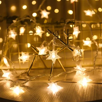 1,5 m/3m/6m LED Víla Svetlo String Batérie Powered Garland Star Nový Rok Vianočné Osvetlenie Dovolenku Strany Svadobné Deco Rozprávkových Svetiel