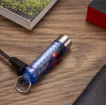 Vonkajšie Osvetlenie LED Zabudované Batérie Flash Light USBRechargeable Keychain Baterka Mini s UV žiareniu, Vodotesný, camping svetlo