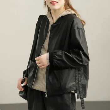 Max LuLu Jeseň Black Faux Kožené Sako 2021 Ženy Zips Punk Štýl Coats Dámy Voľné Bežné Streetwear Kórejčina Pu Oblečenie