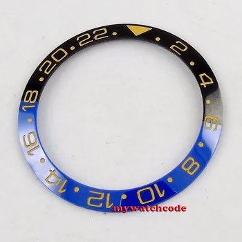 38 mm žlté zlaté značky black & blue keramická fazeta vložka pre 43mm GMT pánske hodinky Be2