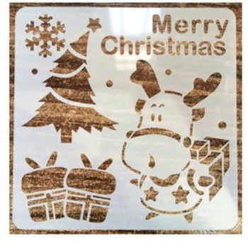 Vianočné Štýl Stencil Spray Maľovanie Šablón Roztomilý Snehuliak Santa Claus DIY Stene Okno Podlaha Dekor Graffiti Nástroj na Kreslenie