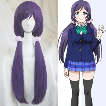 Vysoko Kvalitné Anime LoveLive! Láska Live Nozomi Tojo Parochne Halloween Syntetické Vlasy Dlhé Fialové Cosplay Kostým Parochňu +Ružová Hairbands