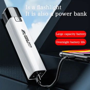 Baterku s výkonom banka, nabíjateľná LED baterka,USB super svetlé ručné baterky, vodotesný IP67, camping núdzové