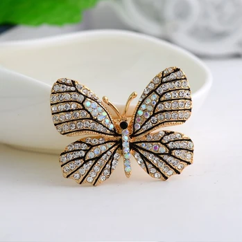 2016 nové Kvalitné Módne Drahokamu Motýľ Brošňa Pin Zlato Ženy, Svadobné Šaty Svadobné Brošňa Kolíky