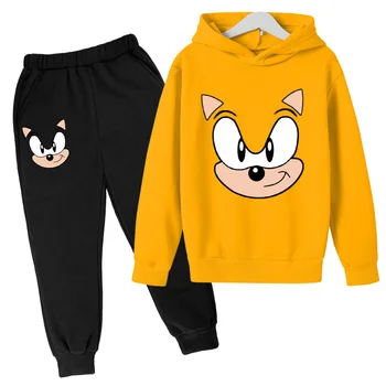 Jar Chlapec Oblečenie Set Sa 2021 Nové Ležérne Módne Cartoon Sonic Aktívne Hoodies+ Nohavice Dieťa, Deti, Dieťa, Batoľa Chlapec Oblečenie