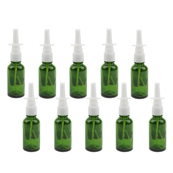 10x Cestovné Prenosné Sklo Prázdne Naplniteľné Nosový Sprej Fľaše 30ml Modrá Zelená