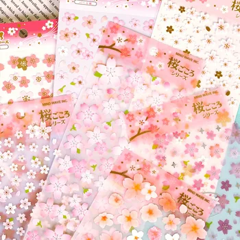 Romantický Sakura Papiernictvo Denník Dekoratívne Samolepky Mobile Nálepky Scrapbooking DIY PVC Samolepky Lech Papelaria