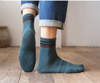 10 Dvojica Mužov Ponožky Pribrala Teplé Napped Ponožky Nad Členok Non-Slip Zimné High-Tube Čierne Ponožky Priedušná A Potu-Absorben