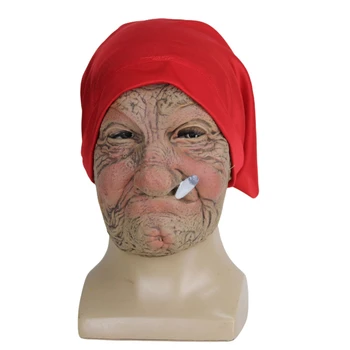 Halloween Fajčenie Staré Mamy Maska Realistické Latexové Masky Halloween Kostým Súťaž: Cosplay Rekvizity Strany Masky Red Hat