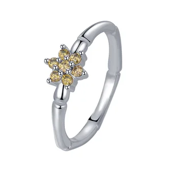 Luxusné Žena Žlté Malé Diamant Kamenné Kruhy Kúzlo 14k Bieleho Zlata Veľké Snubné Prstene pre Ženy Elegantná Kvetina Zásnubné Prstene
