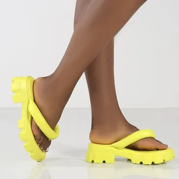 Topánky pre Ženy 2022 Flip Flop Ženy Papuče Žlté Platformy Listov Módny Trend Žena Sandále Žena Sexy Námestie Päty Topánky