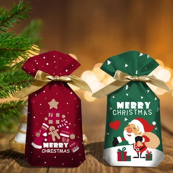 10pcs Santa Claus Veselé Vianoce 2021 Candy Bag Snowflake Ostrý Šnúrkou Taška Dekorácie pre Domov Nový Rok 2022 Noel Prítomný