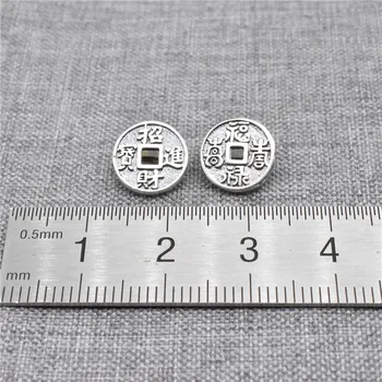 6pcs z 925 Sterling Silver Čínsky Šťastia Prinesie Bohatstvo Mince Tlačidlo Uzávery na Oblečenie Náramok