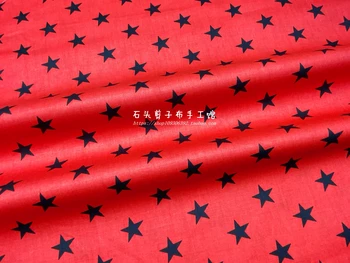 160x 50 cm 2 cm Malá Žltá Červená Modrá Hviezda Keper Bavlny, Potlačené Tkaniny Dekoratívne Ručné DIY Šitie Handričkou