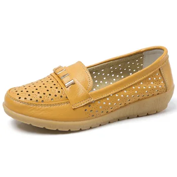Originálne Kožené topánky ženy Duté z Sandále 2020 Nové letné módne, pohodlné mäkké dno bytov dámske členkové topánky 527