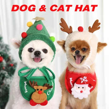 Pes Spp Vianočné Santa Elk Narodeniny Šatka na krk Psa a Party Klobúk Podbradníky Malý Pes Zimné Oblečenie Chihuahua Yorkies Pet Príslušenstvo
