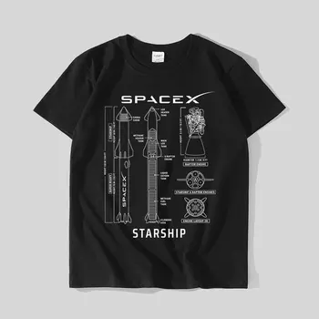 Spacex Elon Musk Priestor Rocket Bavlnené Tričko Tričko Streetwear tričká Krátky Rukáv Topy