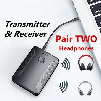 Bluetooth 5.0 Audio Vysielač, Prijímač, Pár s DVE Slúchadlá, 3.5 mm AUX RCA Adaptér Bezdrôtovej siete pre TV, PC a Auto Reproduktorov