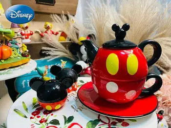 Disney Mickey Mouse Kanvica Roztomilý Kreslený Čaj Nastaviť Mickey Minnie Kanvica Hrniec Pohár Mickey Mouse Prášok Fľaša Korenie Jar