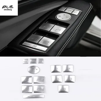 14PCS/Veľa Auto Samolepky ABS Chrome Okno, Výťah, Panel Tlačidlo Dekoratívny Kryt pre Mercedes-Benz C200 C300 W205 E300 W213