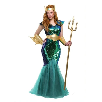 Nová Kráľovná, Princezná Mera JY Kostým Super Womenhero Kostým pre Dospelých Morská víla Princezná Kostým Na Halloween Maškarný