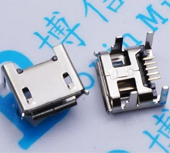 100ks Micro USB mini konektor 5pin sídlo Jack Micro 4 nohy s bočným Vloženie dosky Mini usb konektor pre Mobilné chvost plug