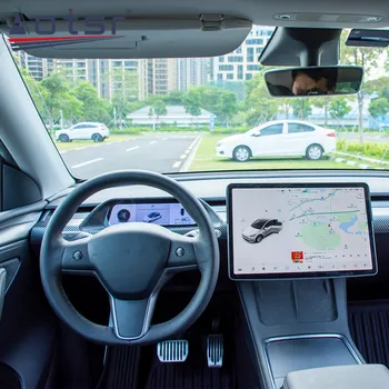 Carbon Fiber drevený Rám Pre Tesla Model 3 Y Digitálny LCD Klaster Android Auto Virtuálny Prístrojový Panel Displej GPS Navigácie