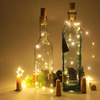 10-30 Led Korku LED Reťazec Svetlo Medený Drôt String Fľaša Vína Svetlá Dovolenku Vonkajšie Svetlá Na Vianočný Večierok Svadobná Výzdoba