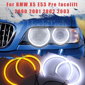 LED SMD Bavlna Svetlo Switchback Angel Eye Halo Krúžok DRL Držiak pre BMW X5 E53 Pred Facelift 2000 2001 2002 2003