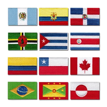Štátna vlajka počítač výšivky škvrny oblečenie nálepky žehlenie šiť Nášivka Kuba, Kostarika Kolumbia, Čile, Kanada Brazília