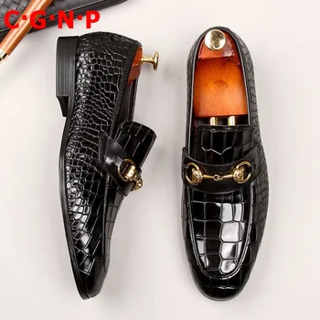 C·G·N·P Originálne Kožené Topánky Pánske Luxusné Talianske Horsebit Mokasíny Mužov Bežné Topánky, Šaty, Topánky Muž Jazdy Topánky