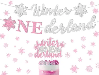 Zimné Onederland Snowflake Banner Tortu Vňaťou Narodeninovej Party Dekorácie pre Dievčatá 1. Narodeniny Party Baby Sprcha Dodávky