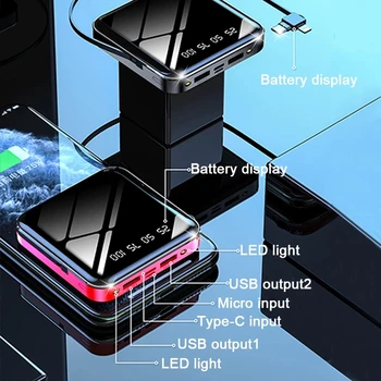 Mini Veľkú Kapacitu 50000mAh Power Bank s Dátový Kábel Baterka LCD Digitálny Displej Dual USB Externé Batérie pre IPhone