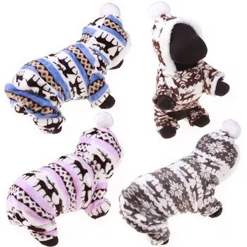Nové Teplé Zimné Pet Oblečenie Snowflake Jeleň Za Studena Dôkaz Štyri-Legged Pes Fleece Mikina S Kapucňou Kabát Pre Čivava, Malých A Veľkých Psov