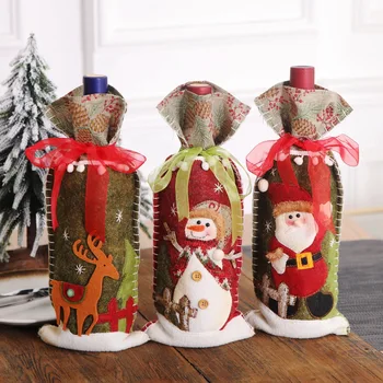Vianočné Ozdoby pre Domáce Vianočné Darčekové Tašky, Držiak na Fľašu Vína Pokrytie Snowman Vianočný Darček Osadenie Nového Roku 2021 Dekor