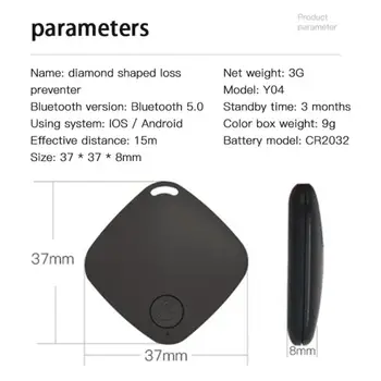 Bluetooth Locator APP určenia Polohy Vyhľadávanie Smart Tracker v tvare Diamantu Anti-loss Zariadenie obojsmerná Objekt Zistenie, Funkcia Budíka
