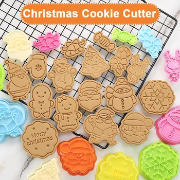 Vianočné Cookie Piest Rezačky Fondant Tortu Formy Biscuit Sugarcraft Cake Zdobenie Nástroje