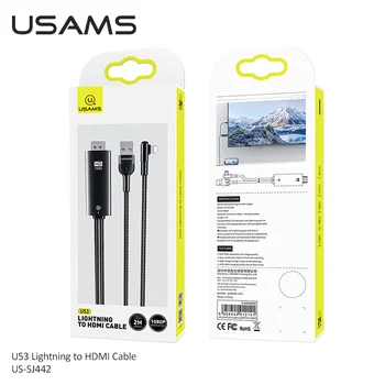 USAMS 2m 1080P HD Lightning konektor Kompatibilný s HDMI Audio Video Kábel Pre HD TV Box Displayer Projektor Notebook PS5 4 3