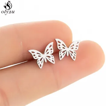 Z nehrdzavejúcej Ocele Geometrické Motýľ Náušnice pre Ženy, Dievčatá Minimalistický Šperky Roztomilý Hmyzu Earing Stud Zvierat Piercing Dary