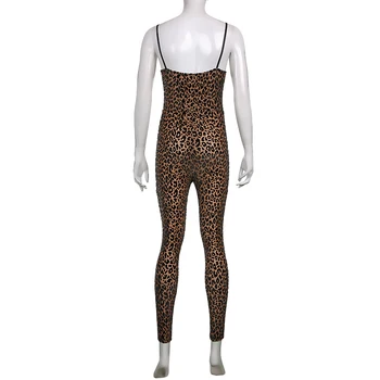 BIIKPIIK Leopard Tlač Ženy Chudá Kombinézach Elegantné Ženy Príležitostné Cvičenie Nohavice Základné Sportwear Leto bez Rukávov Playsuits